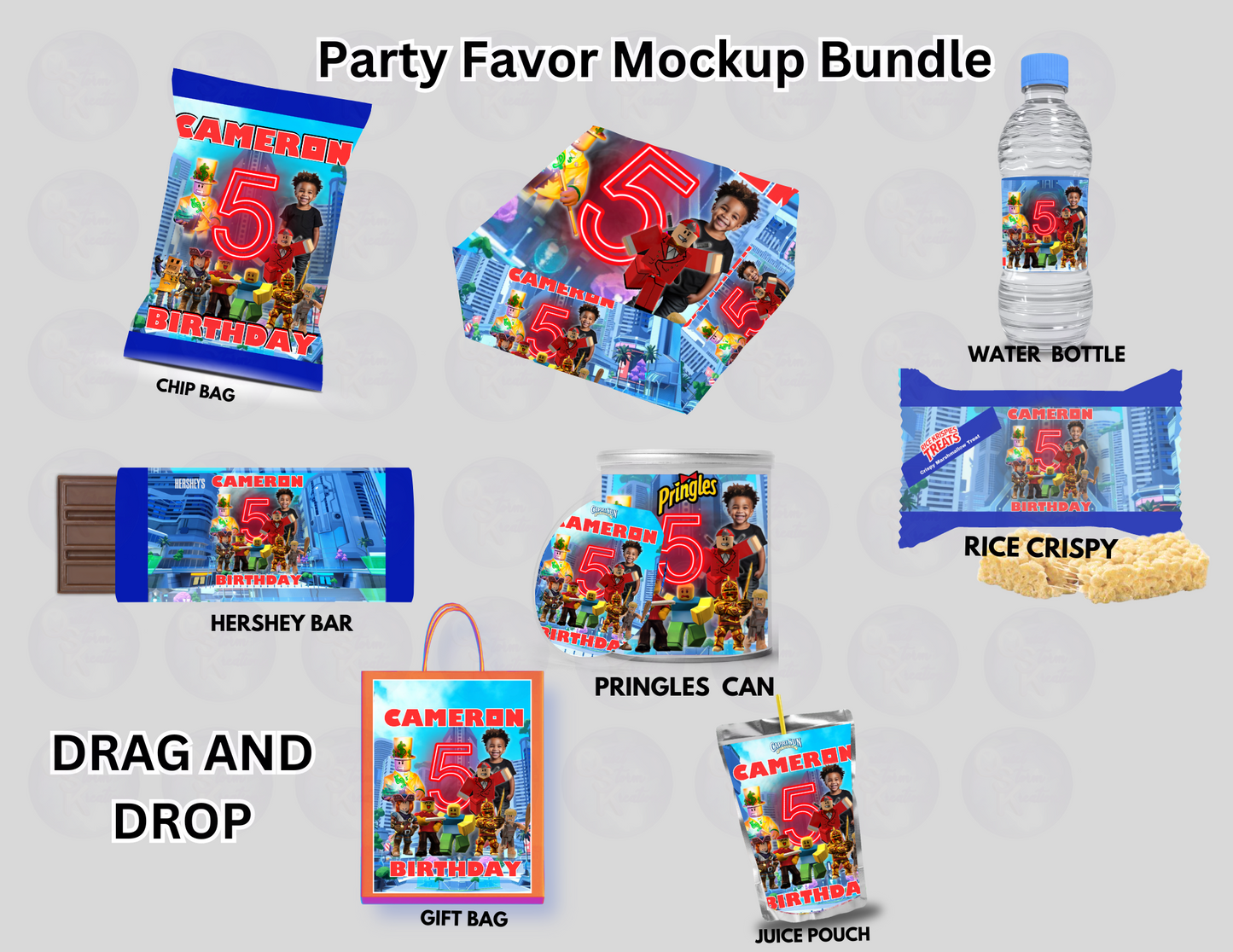 Roblex Designed Party Favor Template and Mockup