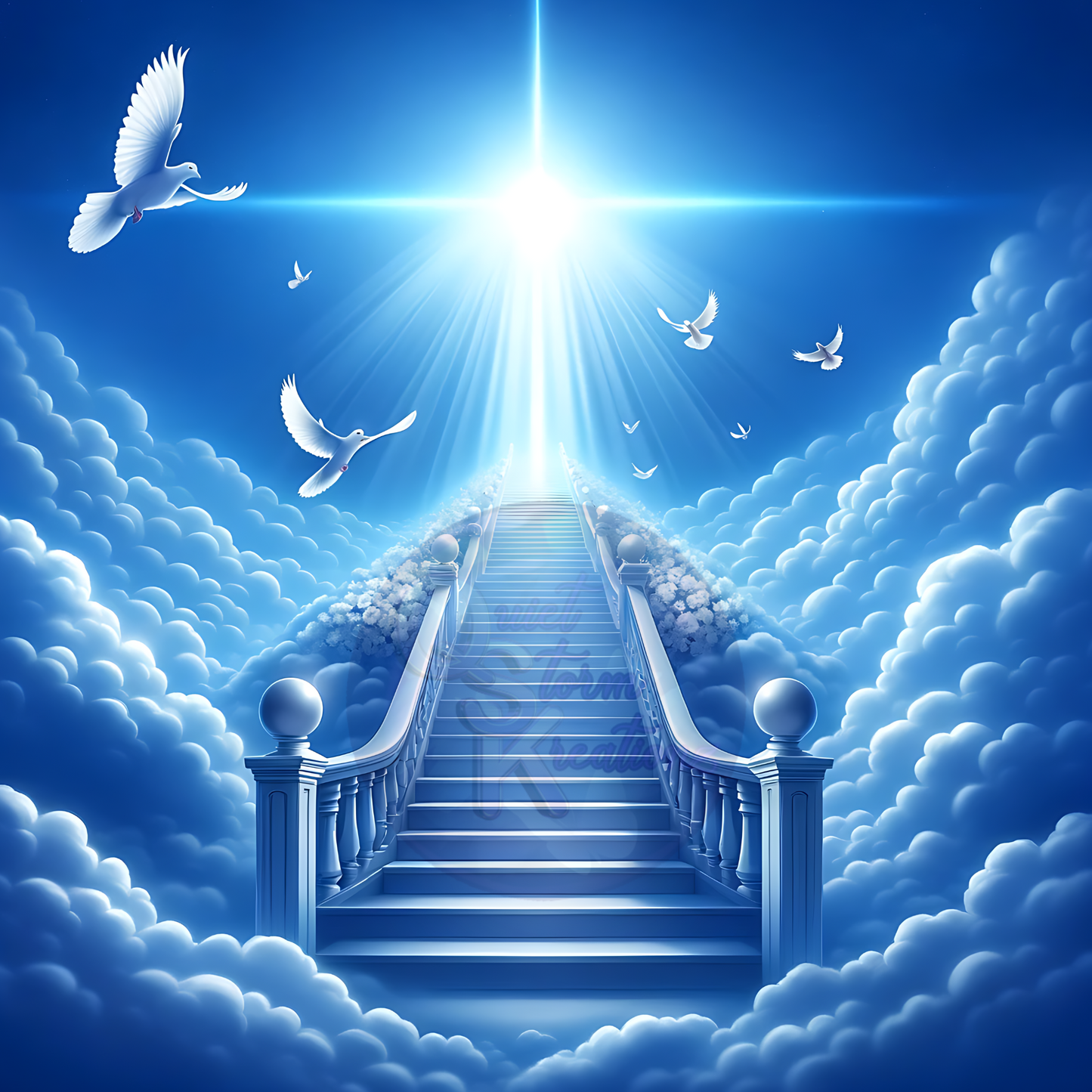 Blue with Doves Memorial PNG