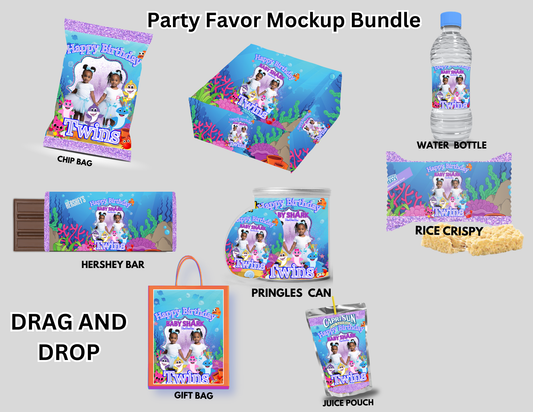 Baby Shark Full Party Favor Template & Mockup