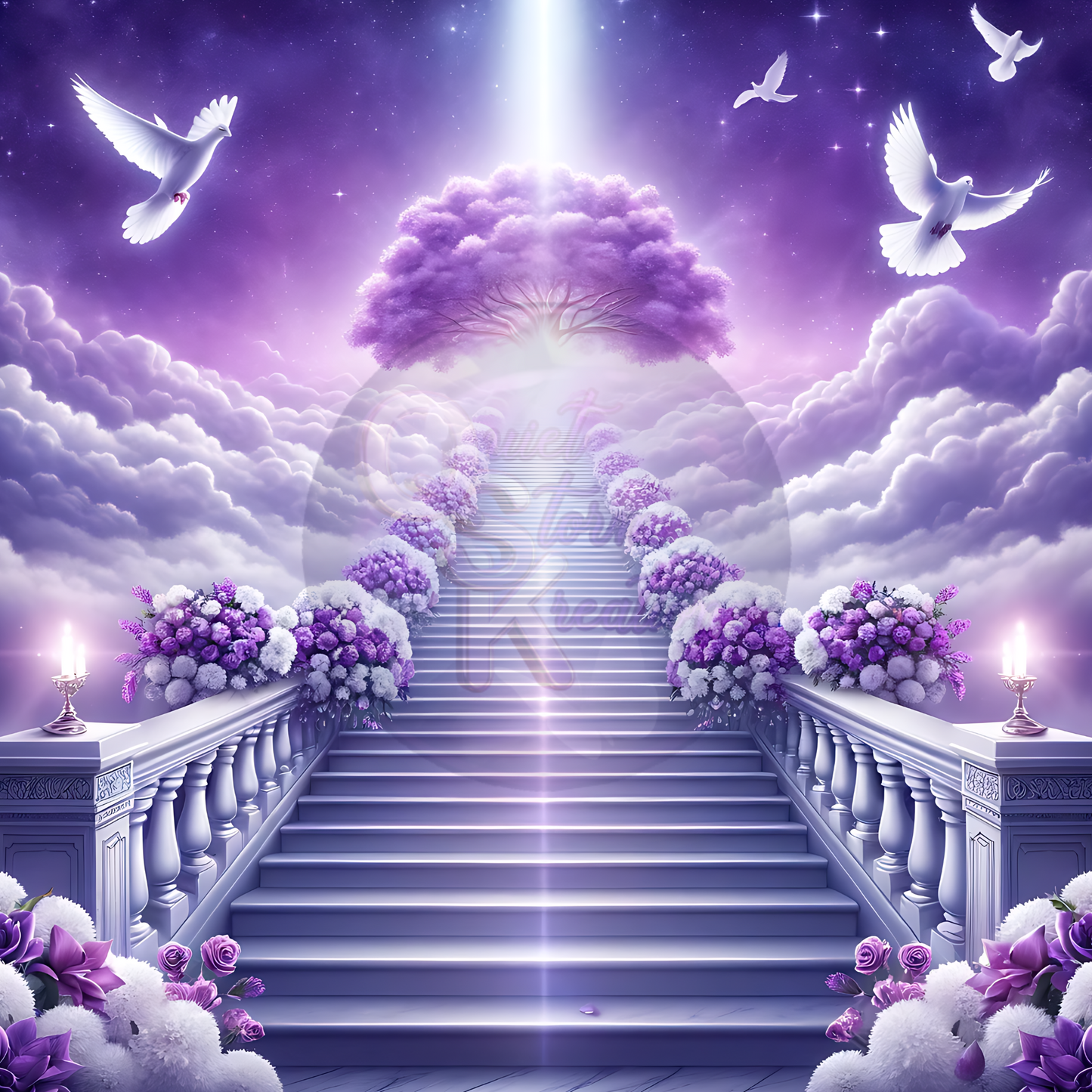 Purple with Flowers Memorial PNG