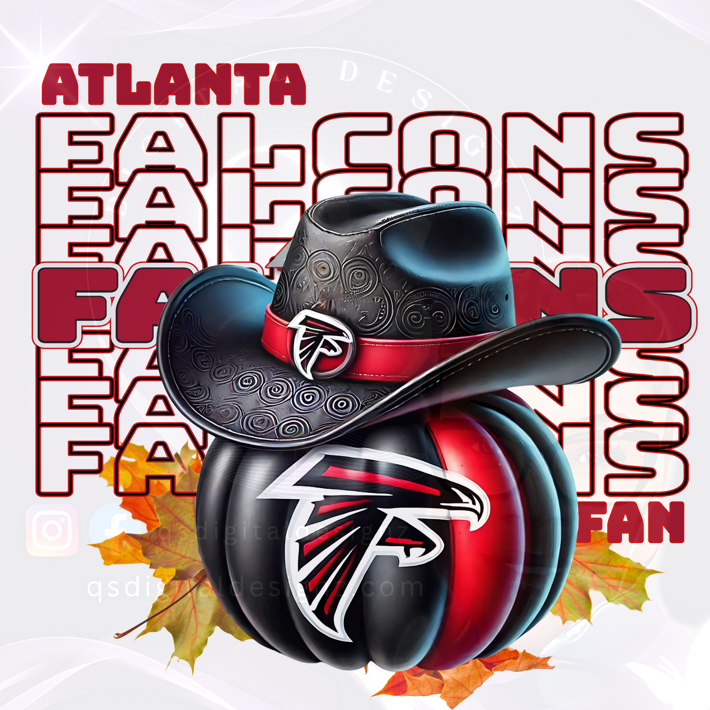 Atlanta Falcons Pumpkin and Cowboy Hat Fall PNG