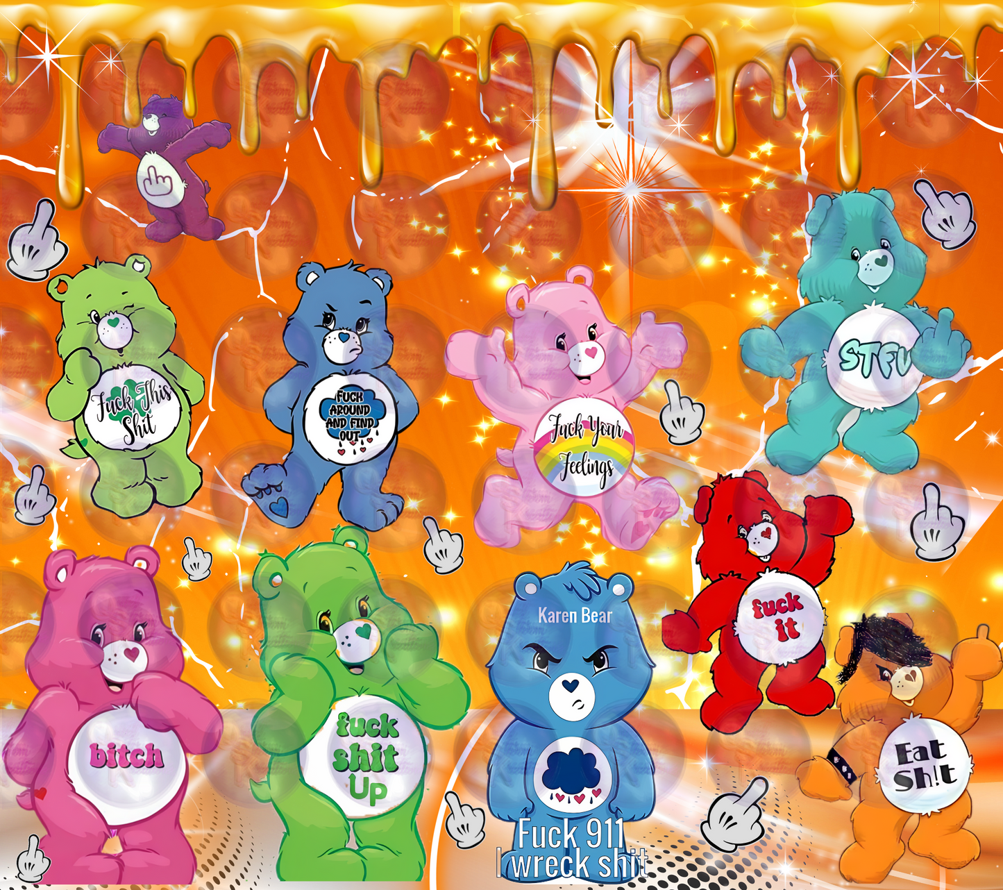 Don't F*** Care Carebears PNG